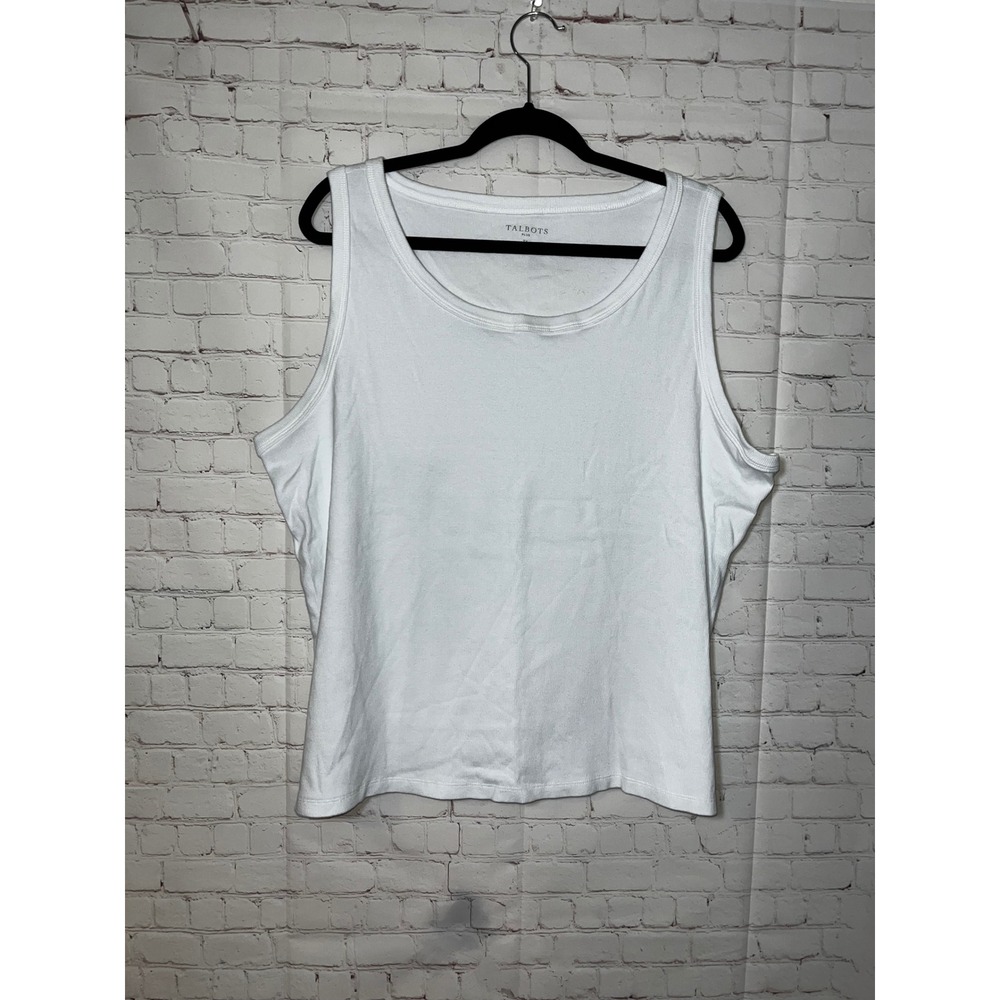 Talbots Plus White Ribbed Scoop Neck Tank Top Size Cotton Stretch Basic Size 3X